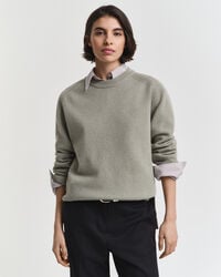 suéter de cuello redondo en mezcla de lana y cachemira suave - faded sage