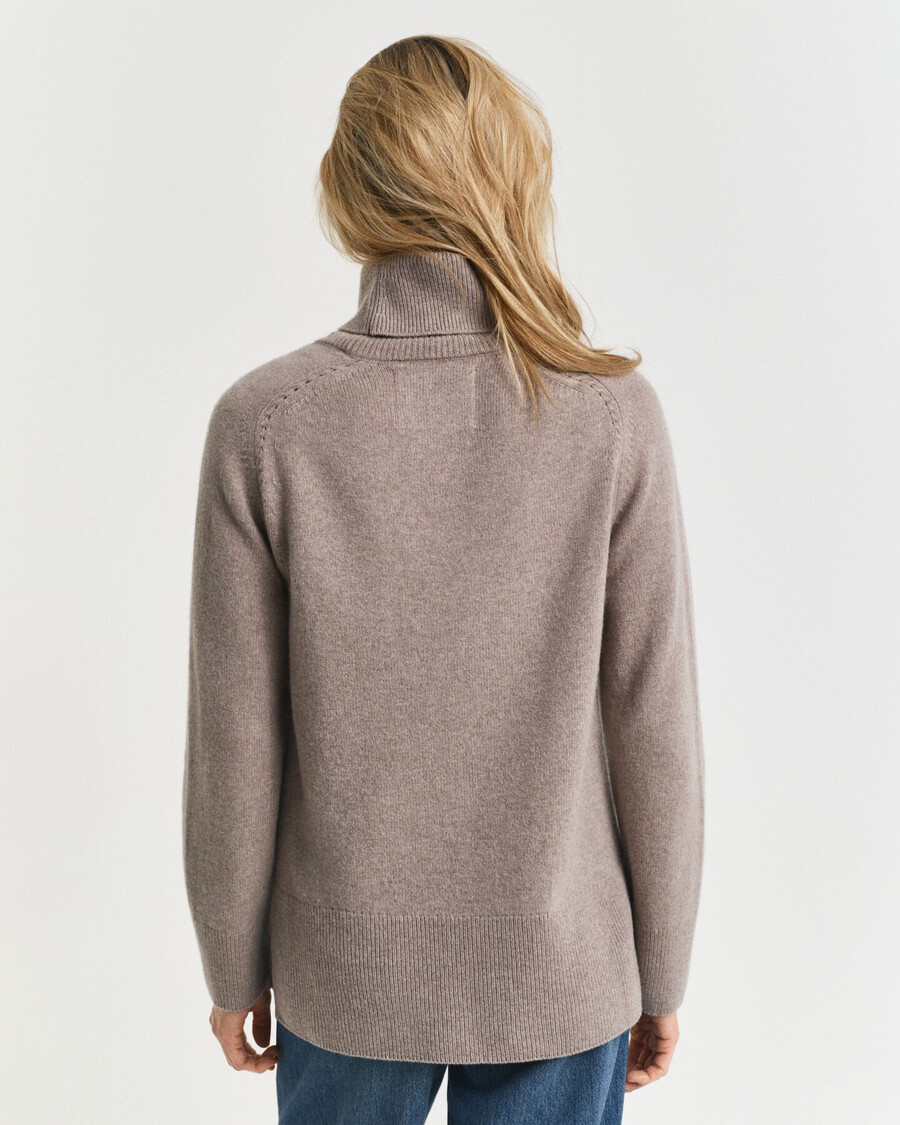 suéter de cuello alto en mezcla de lana y cachemira suave - beige topo