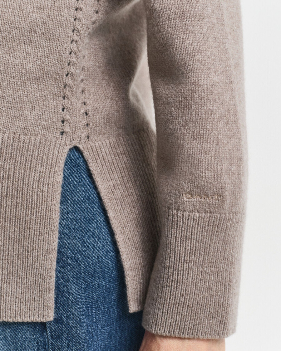 suéter de cuello alto en mezcla de lana y cachemira suave - beige topo