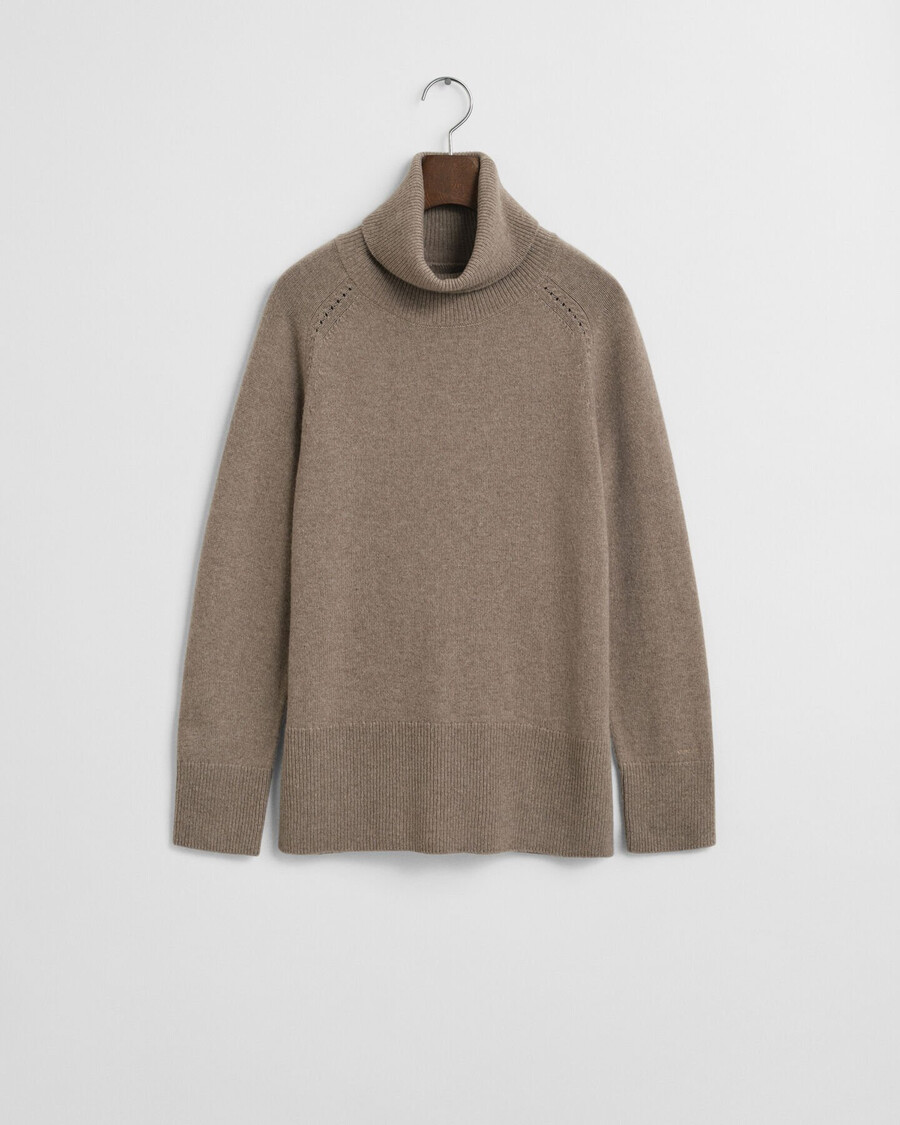 suéter de cuello alto en mezcla de lana y cachemira suave - beige topo