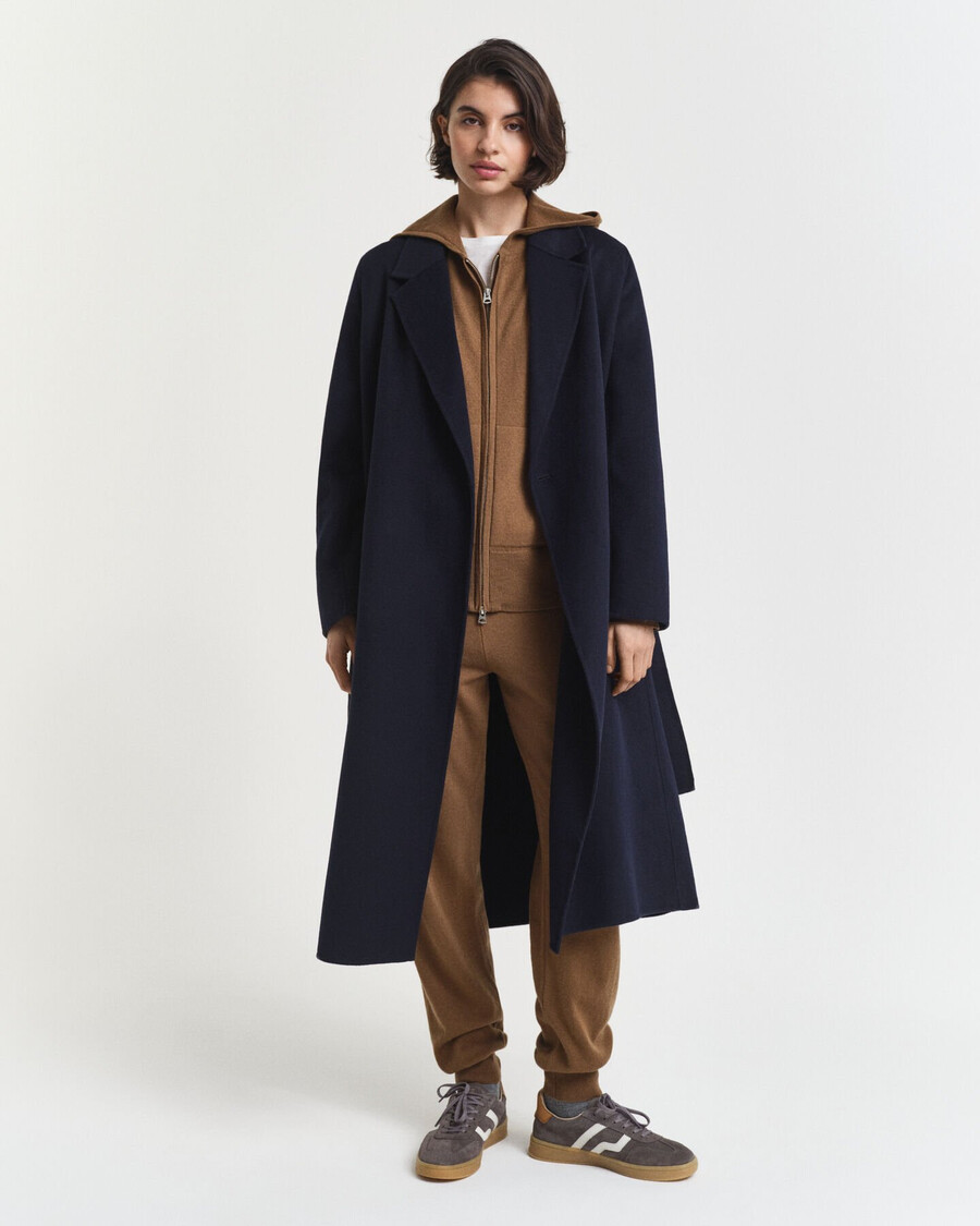 sudadera con capucha y cremallera de lana de cordero superfina - caqui cálido
