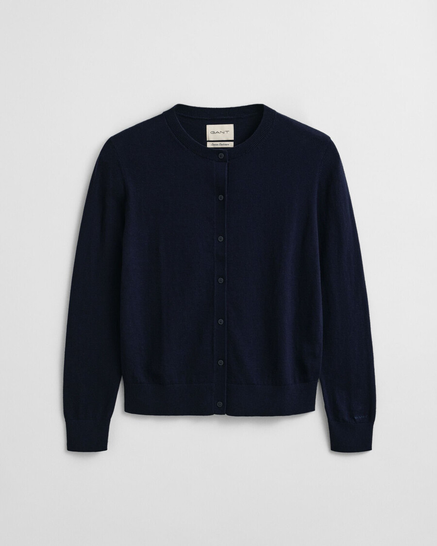 cárdigan ligero de punto con cuello redondo - azul noche