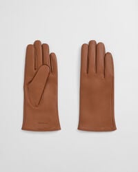 guantes de piel con forro de cachemira - coñac