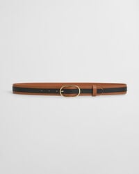 cinturón de piel a rayas - coñac