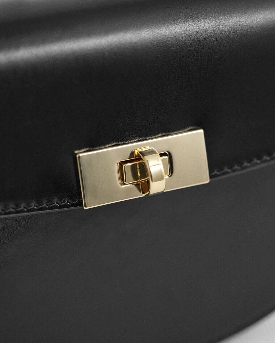 bolso de hombro de cuero - negro