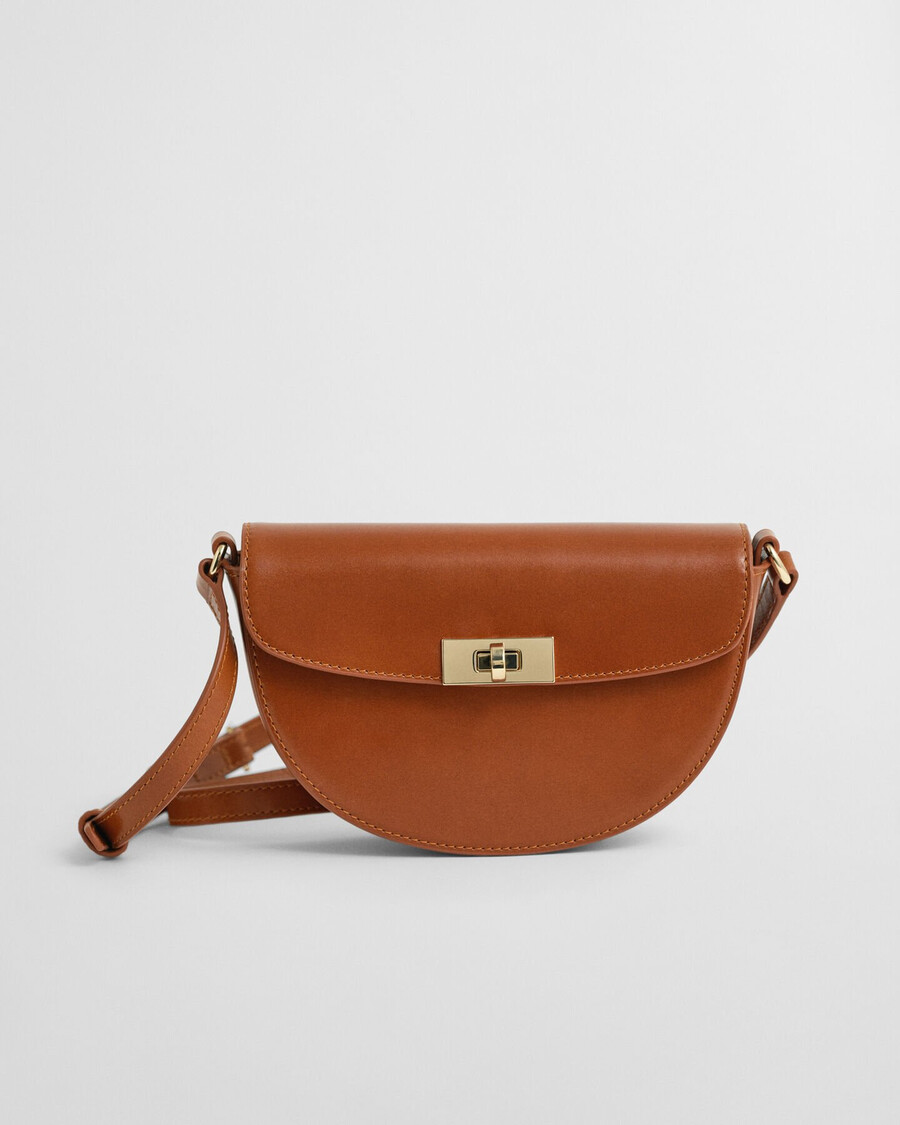 bolso de hombro de piel - coñac