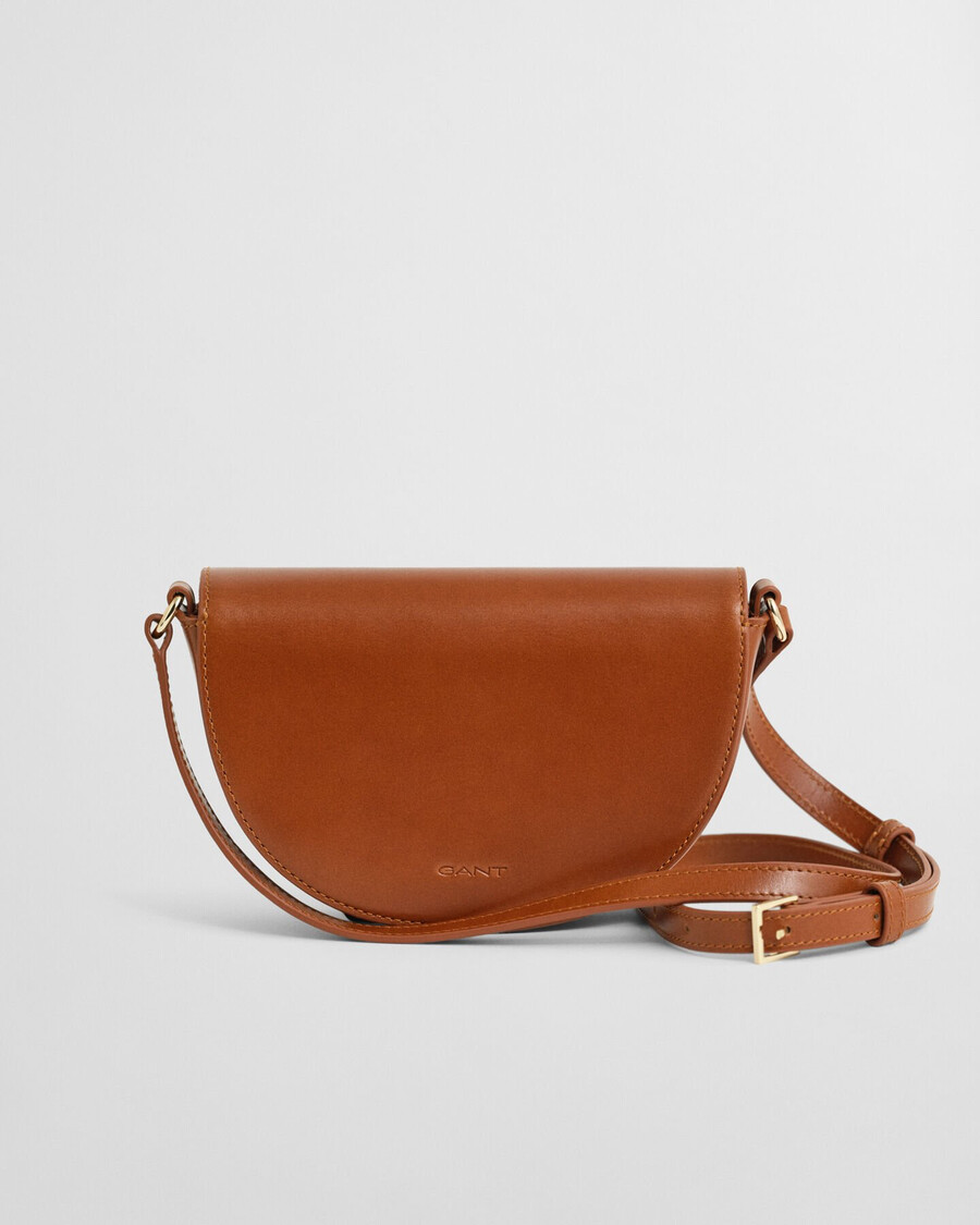 bolso de hombro de piel - coñac