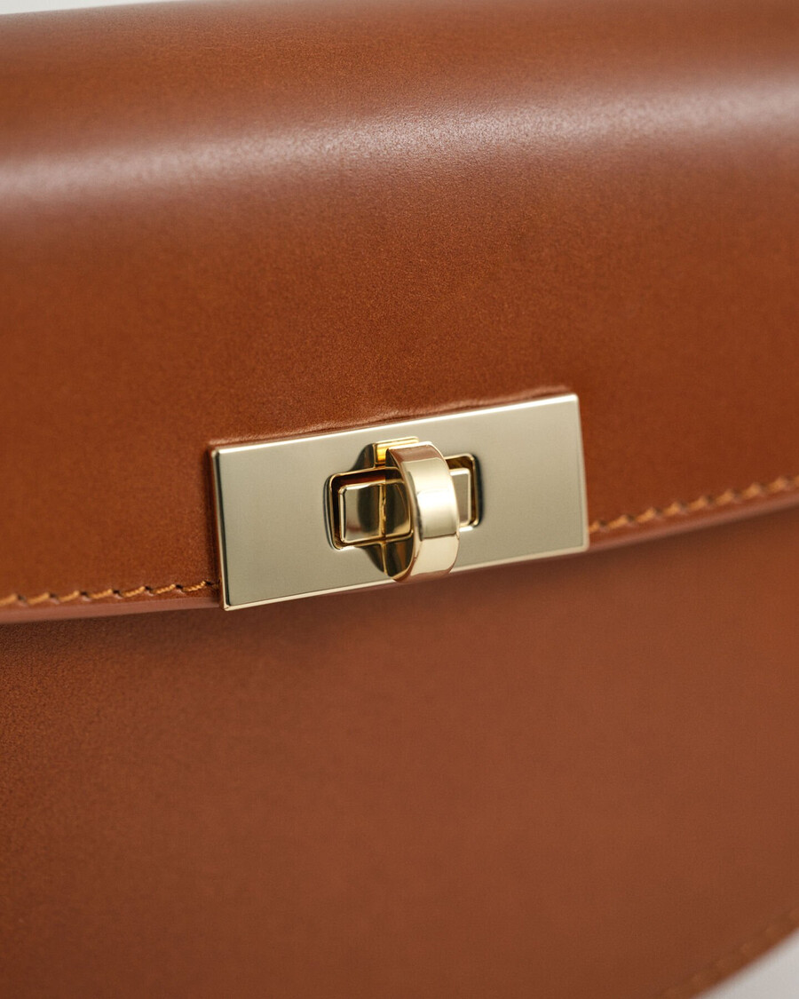 bolso de hombro de piel - coñac