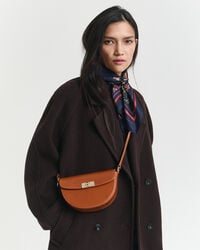 bolso de hombro de piel - coñac