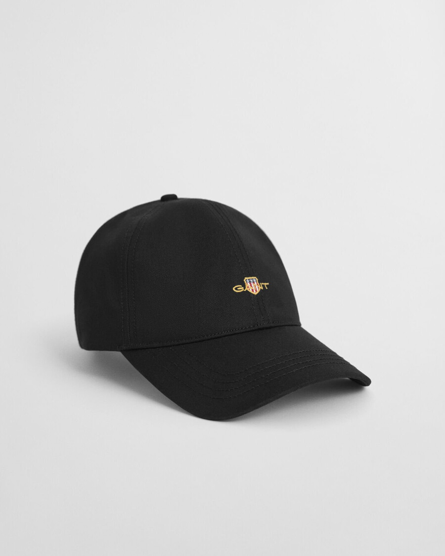 gorra de sarga de algodón shield - negra