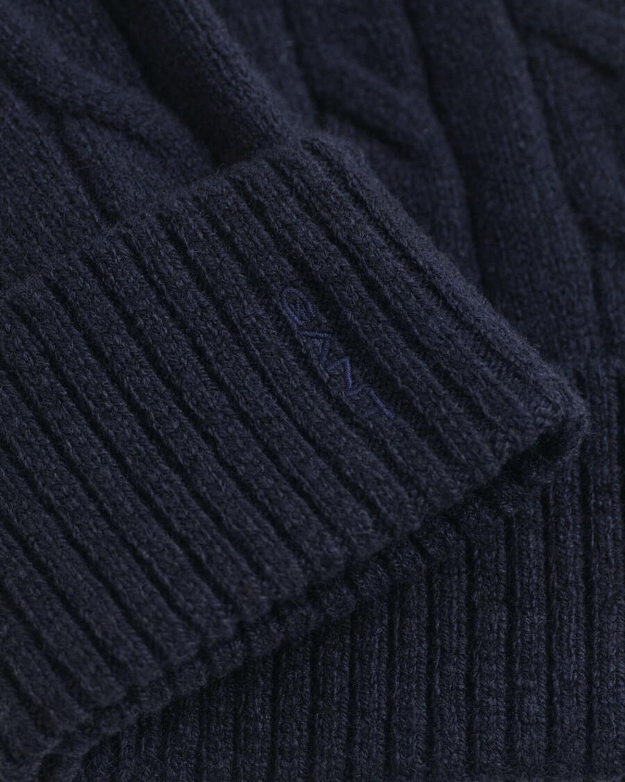 gorro de lana de punto trenzado - azul noche