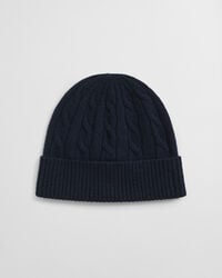 gorro de lana de punto trenzado - azul noche