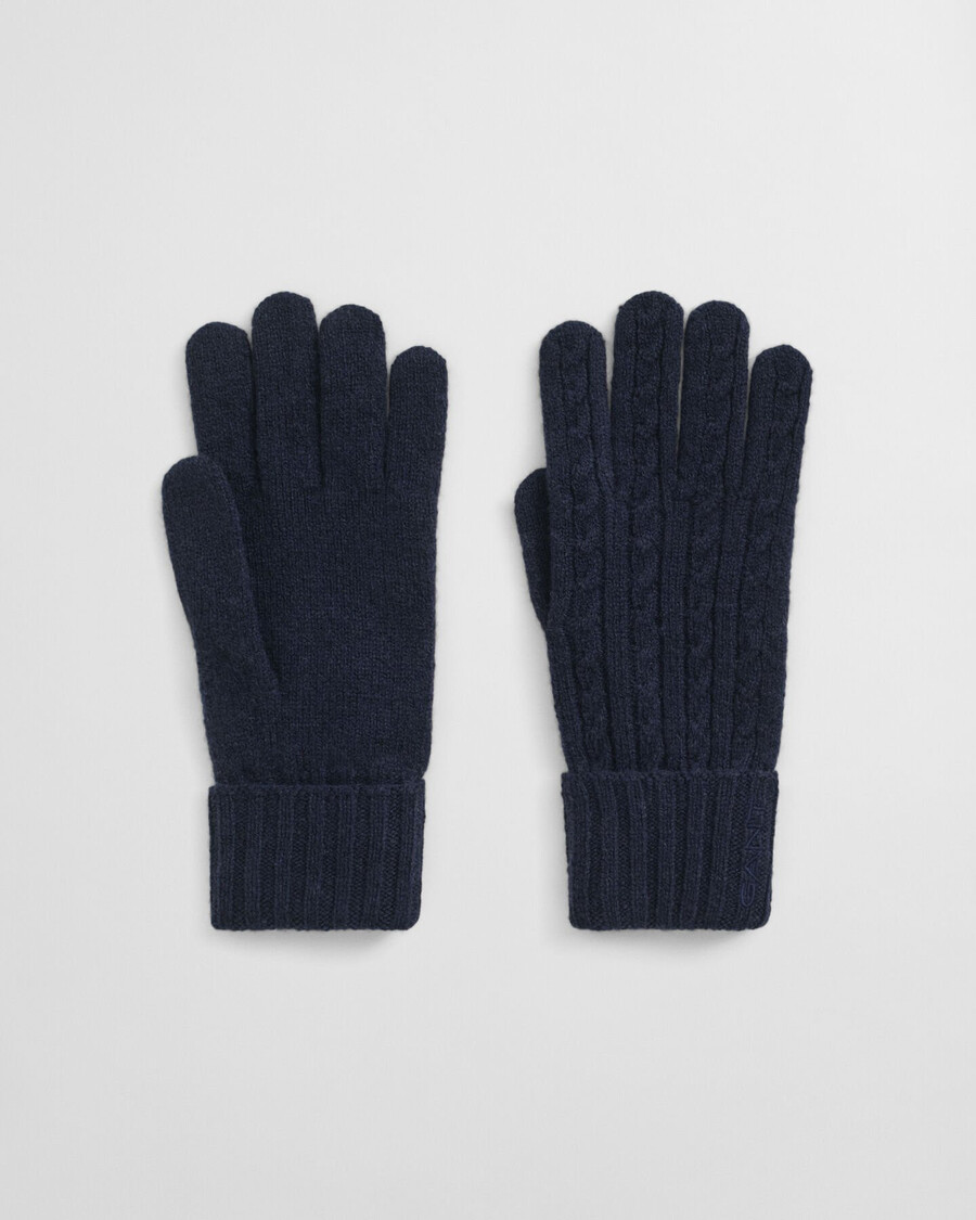 guantes de lana trenzada - azul noche