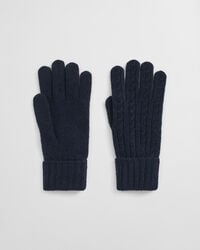 guantes de lana trenzada - azul noche