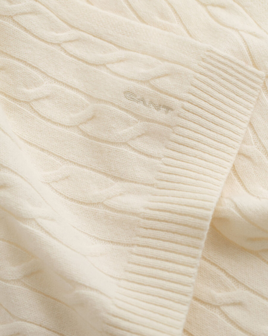 bufanda de lana de punto trenzado - crema