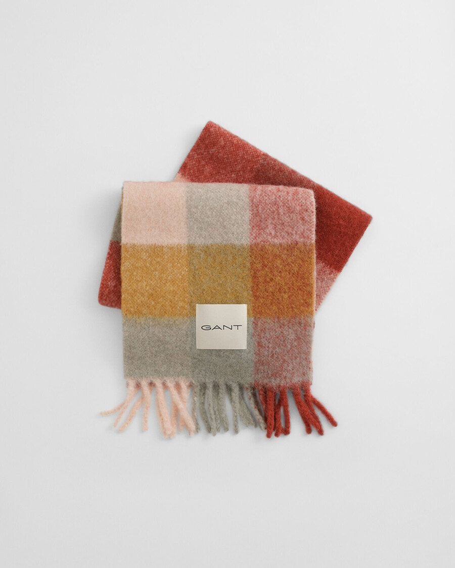 bufanda de mezcla de lana de alpaca a cuadros - multicolor