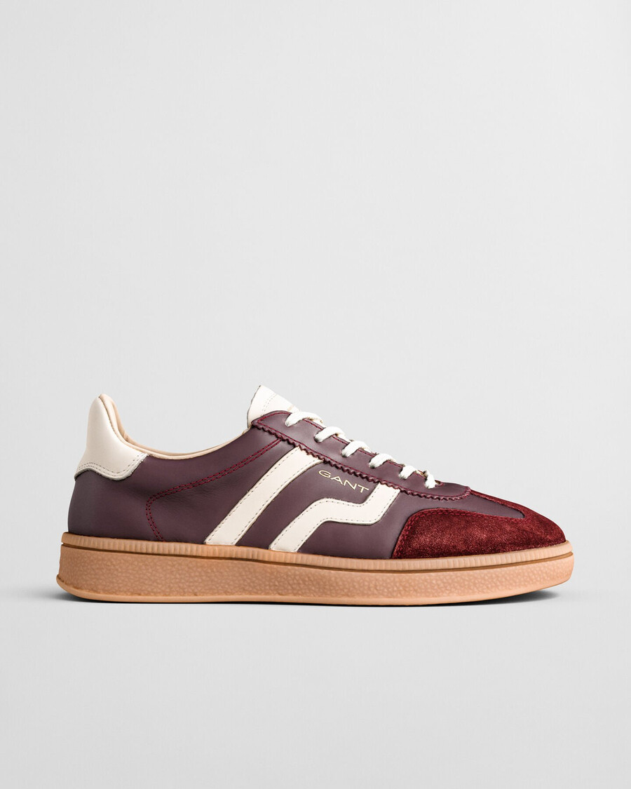 zapatillas de piel cuzima - vino ciruela