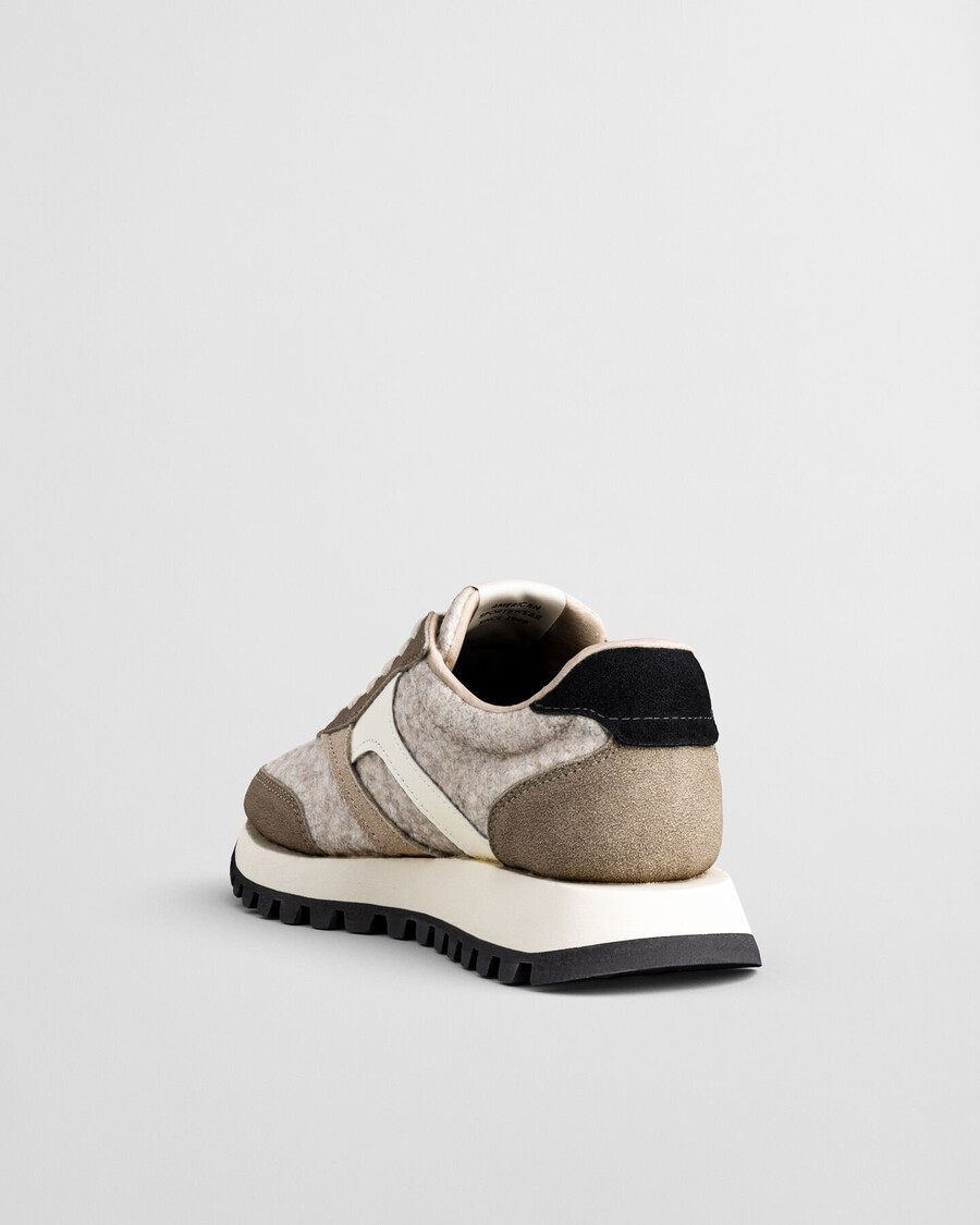 zapatillas de ante y lana caffay - gris topo claro