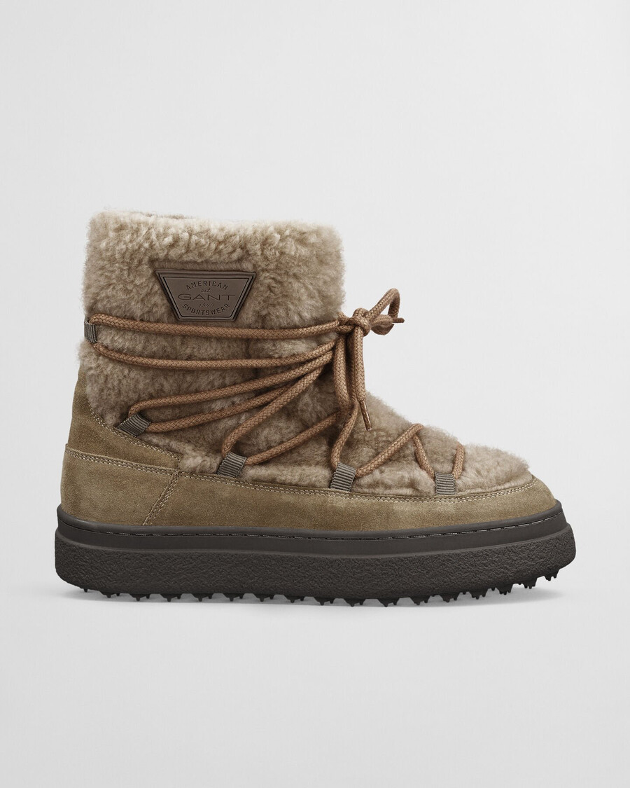 botas de media caña con cordones snowhill - caqui cálido