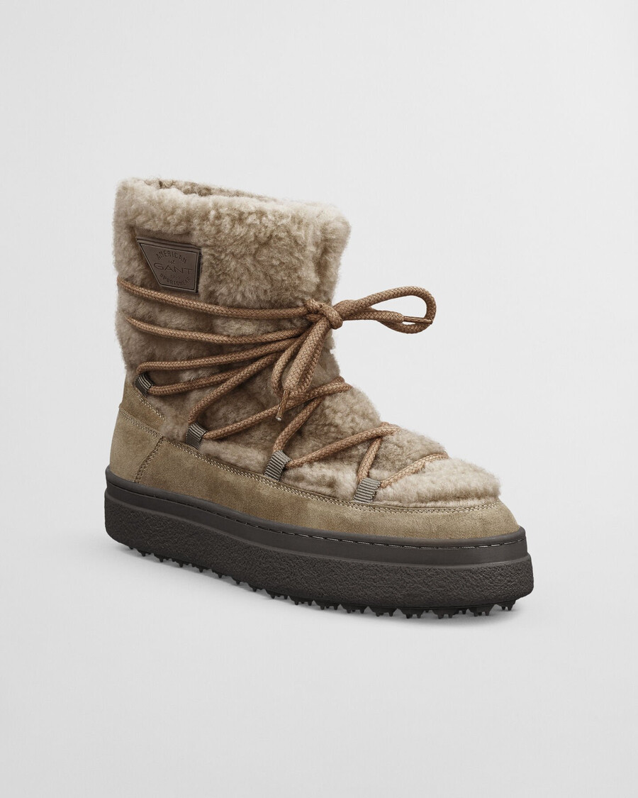 botas de media caña con cordones snowhill - caqui cálido