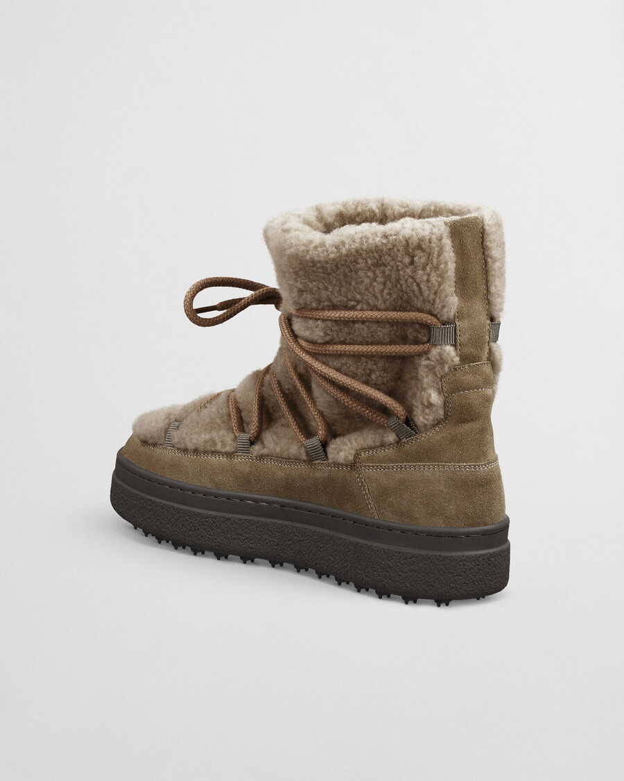 botas de media caña con cordones snowhill - caqui cálido
