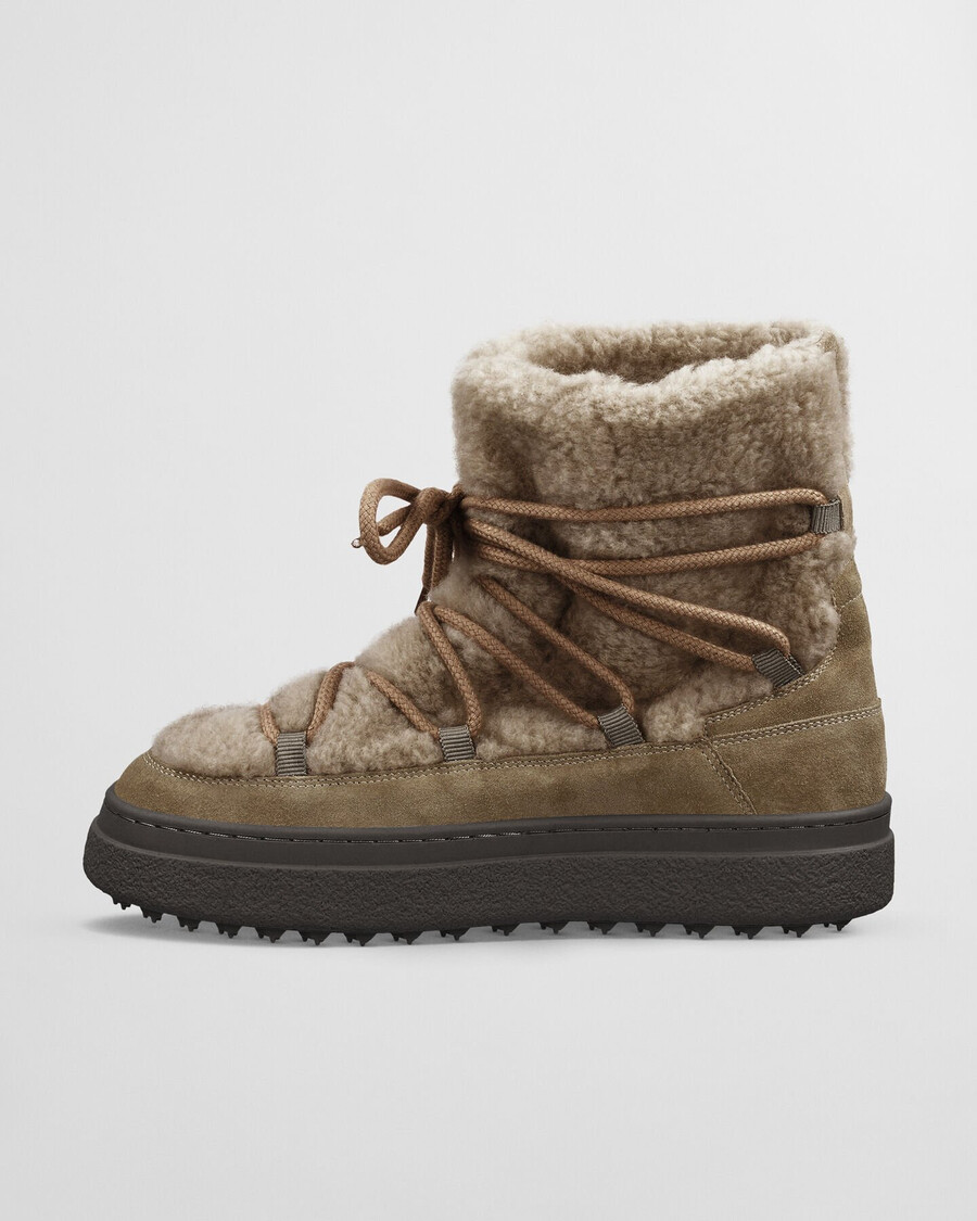 botas de media caña con cordones snowhill - caqui cálido
