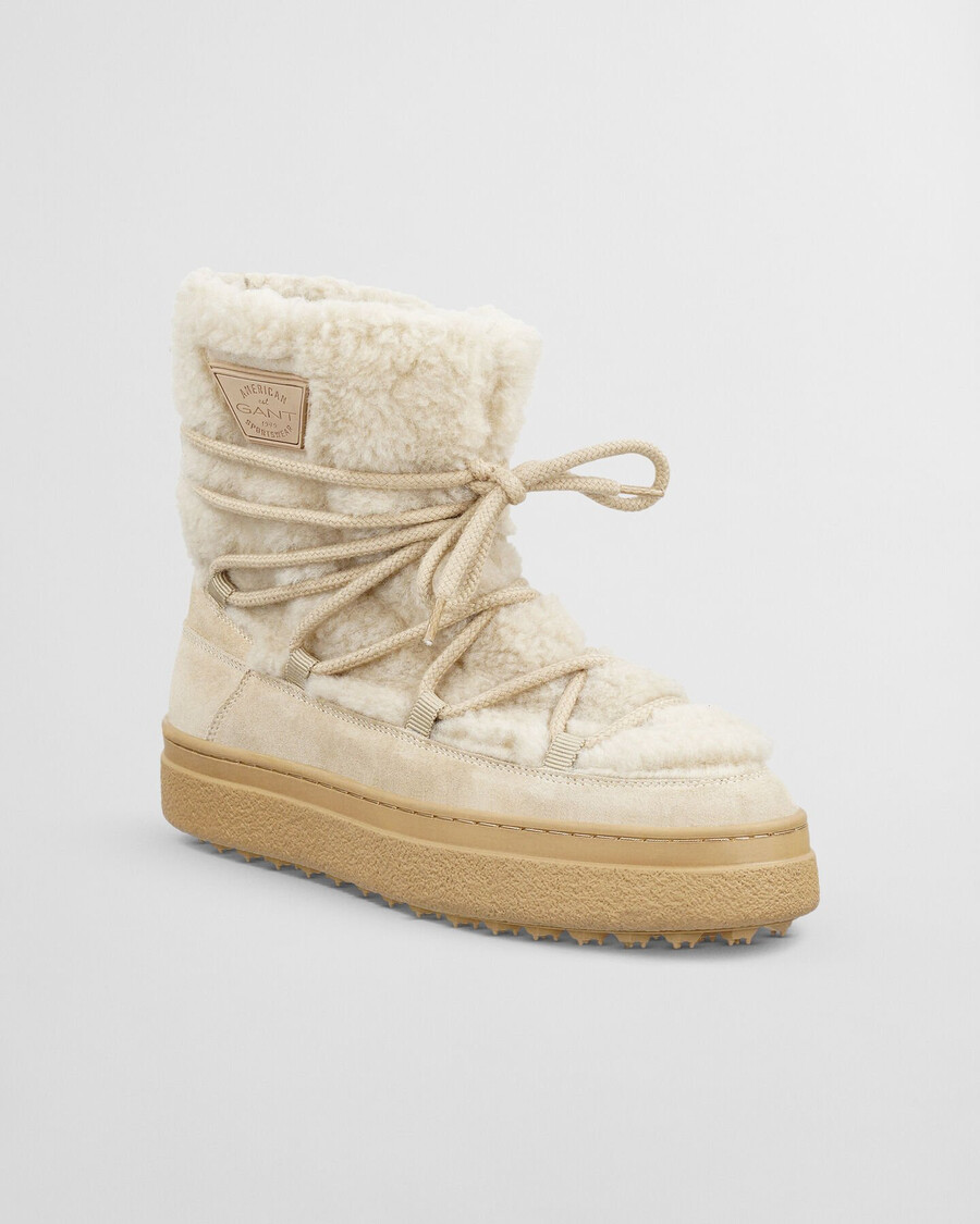 botas de media caña con cordones snowhill - arena seca