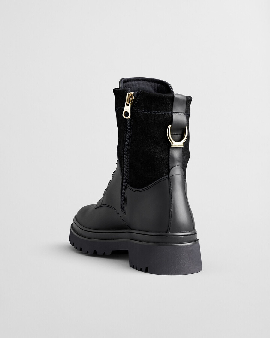 botas de cuero con cordones aligrey - negro
