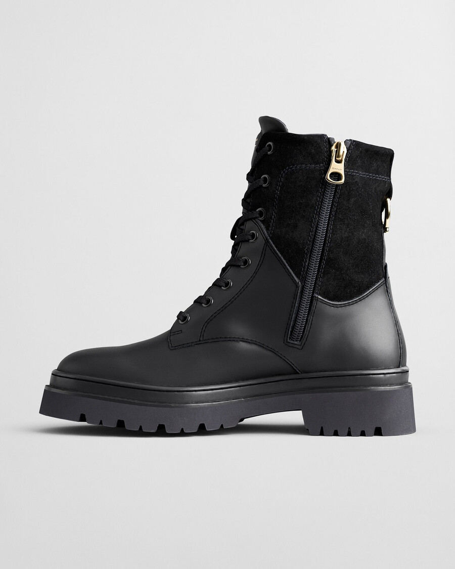 botas de cuero con cordones aligrey - negro
