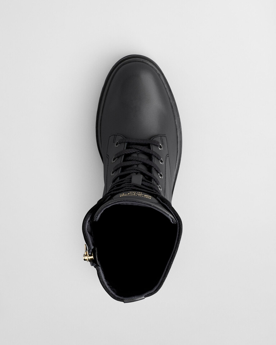 botas de cuero con cordones aligrey - negro