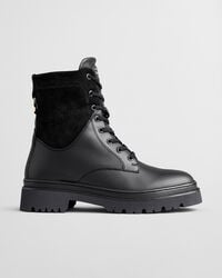 botas de cuero con cordones aligrey - negro