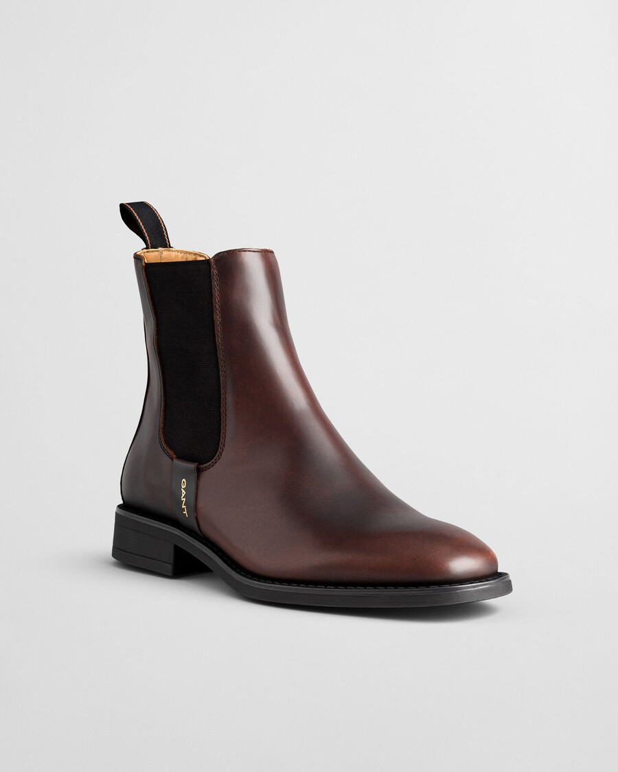 botas chelsea de cuero fayy - marrón oscuro