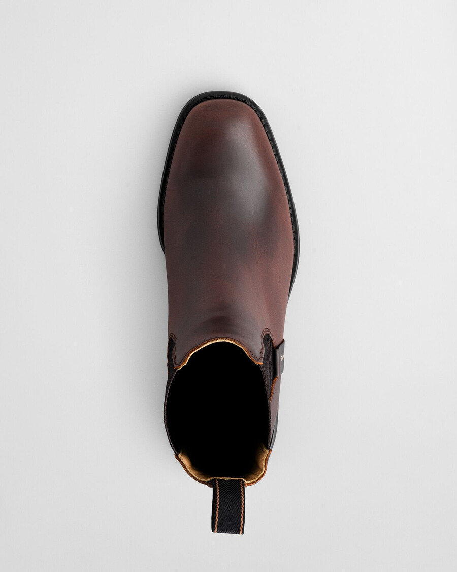 botas chelsea de cuero fayy - marrón oscuro