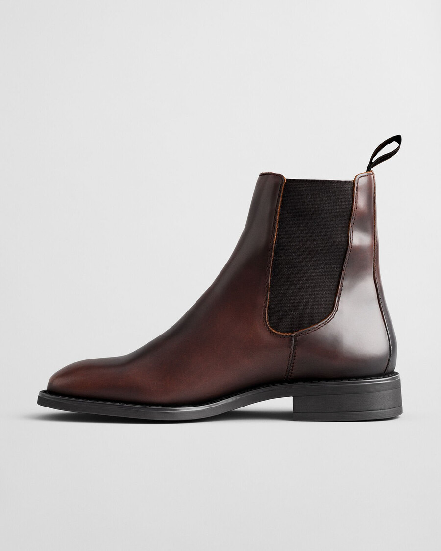 botas chelsea de cuero fayy - marrón oscuro