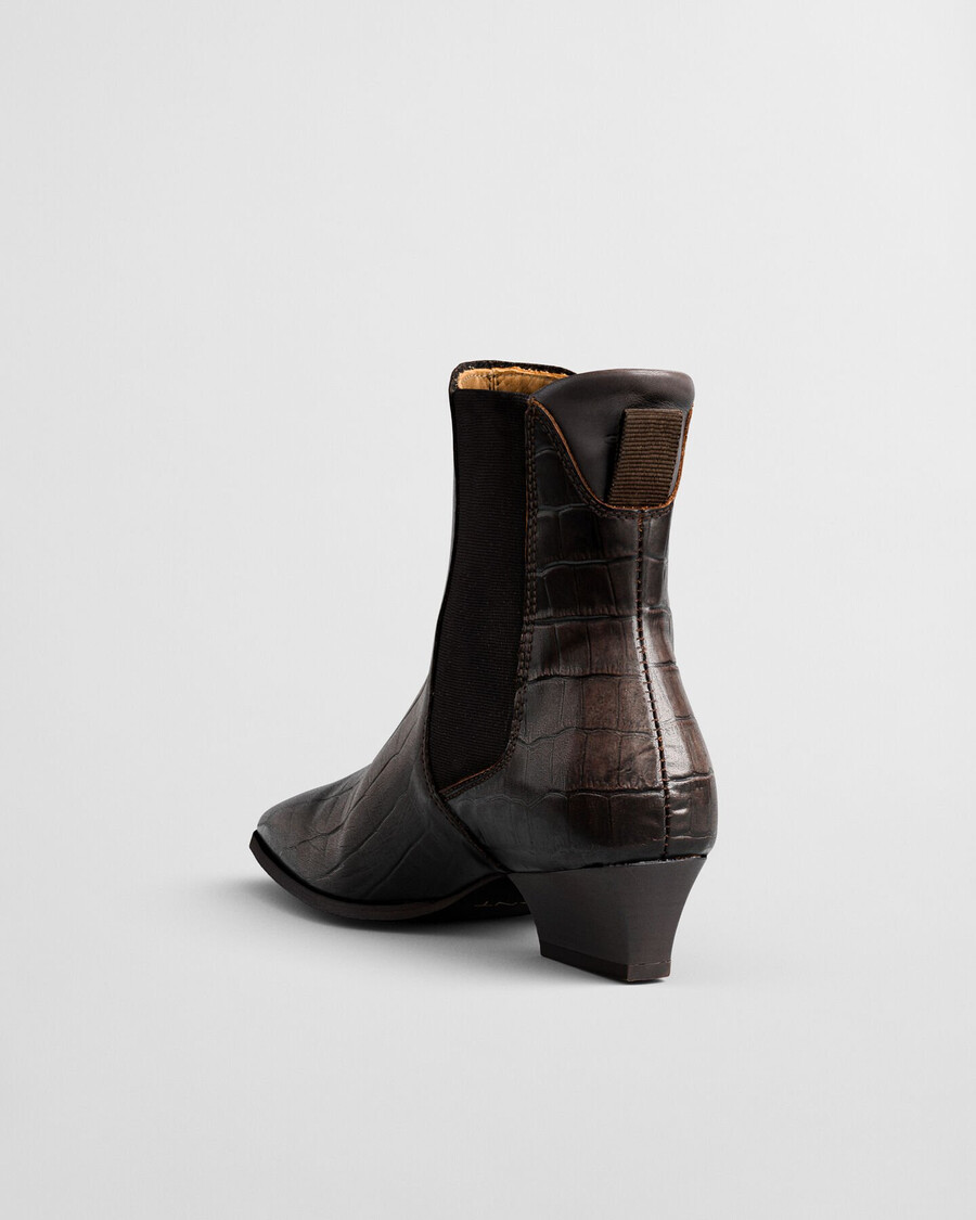 botas bassotte de piel con efecto cocodrilo - marrón oscuro