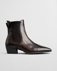 botas bassotte de piel con efecto cocodrilo - marrón oscuro