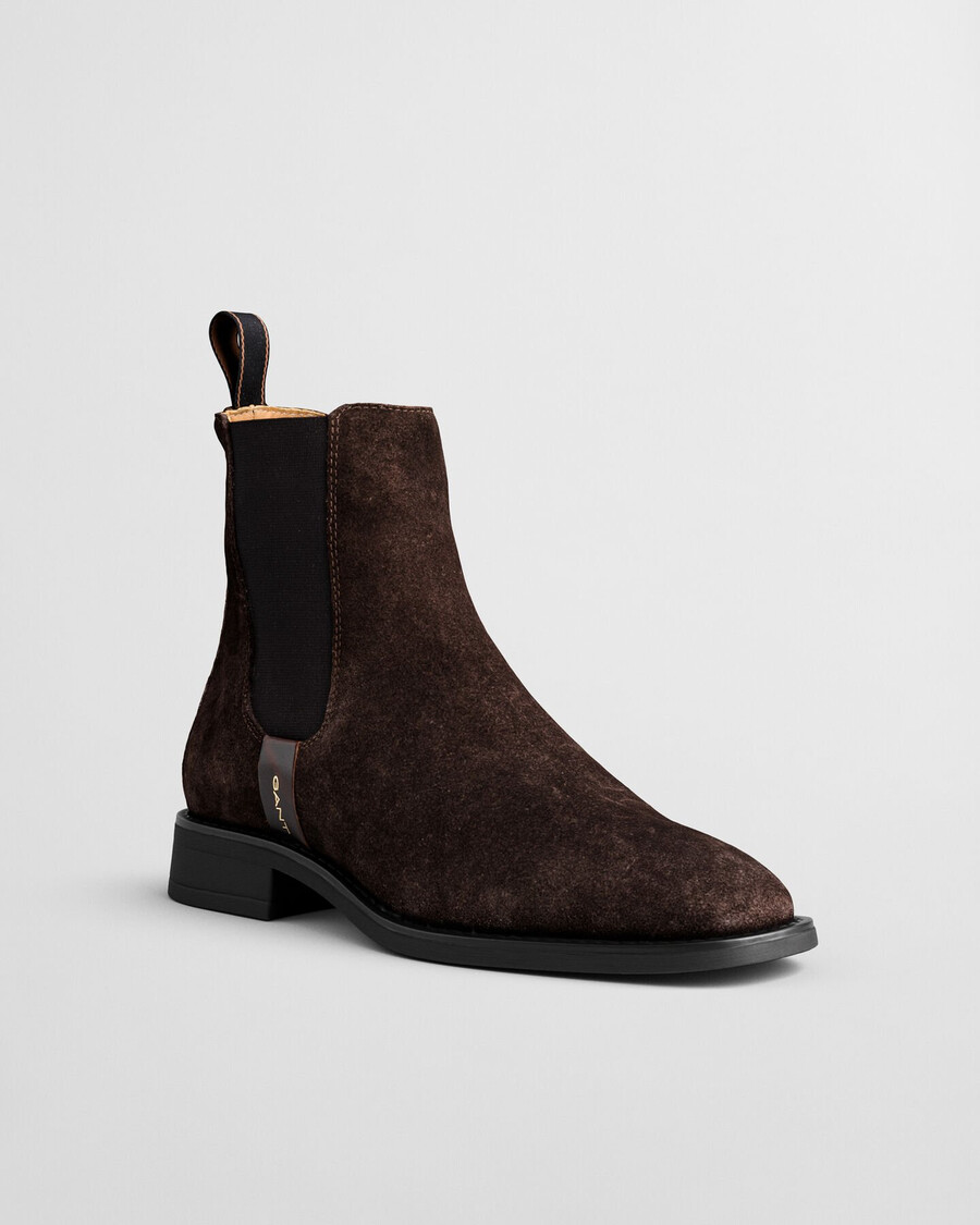 botas chelsea de ante fayy - marrón oscuro