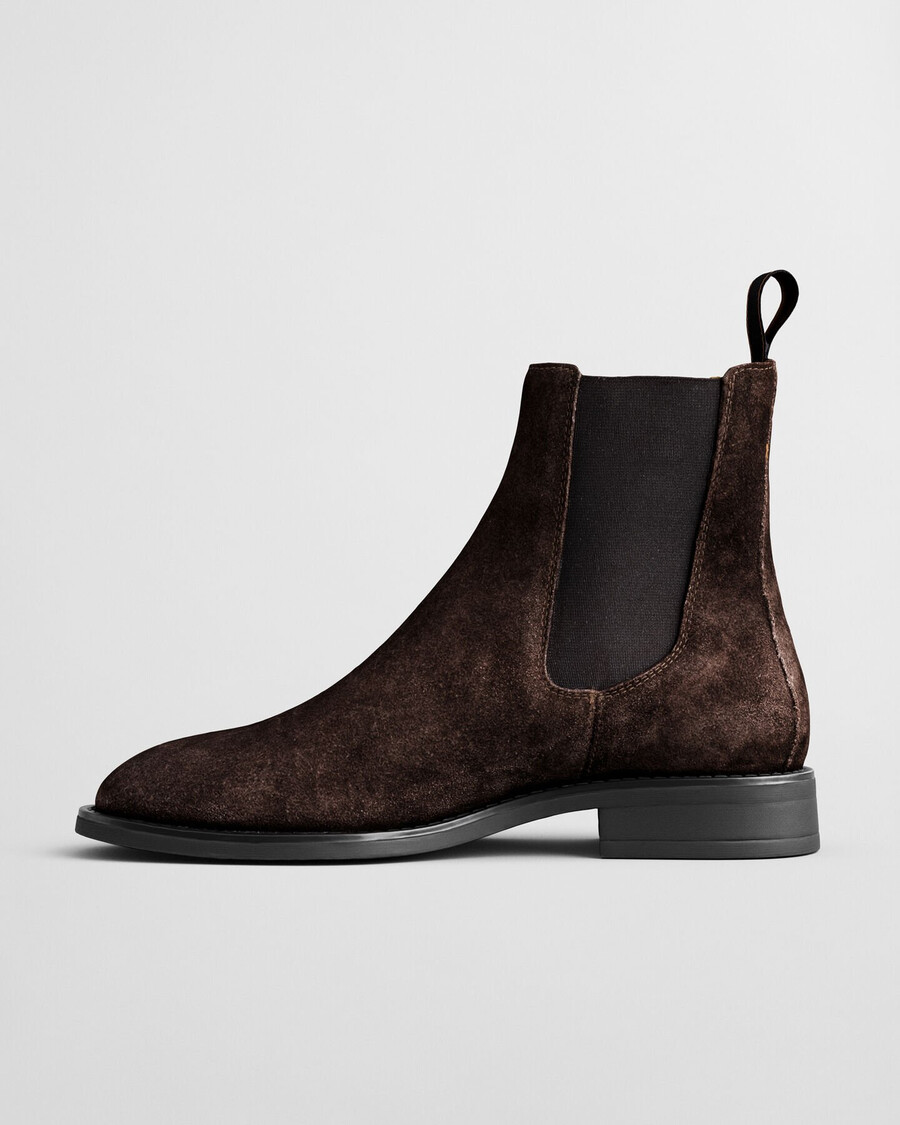 botas chelsea de ante fayy - marrón oscuro