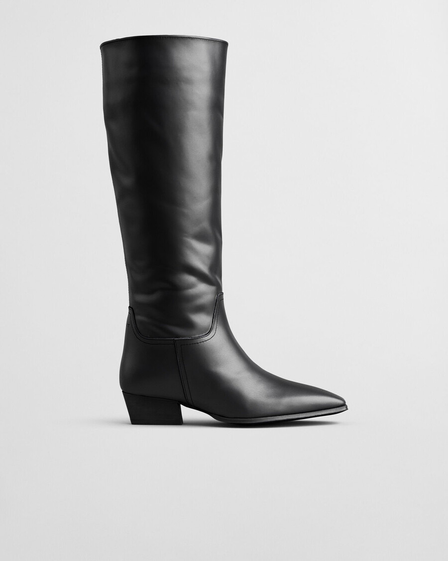 botas de cuero bassotte hasta la rodilla - negras