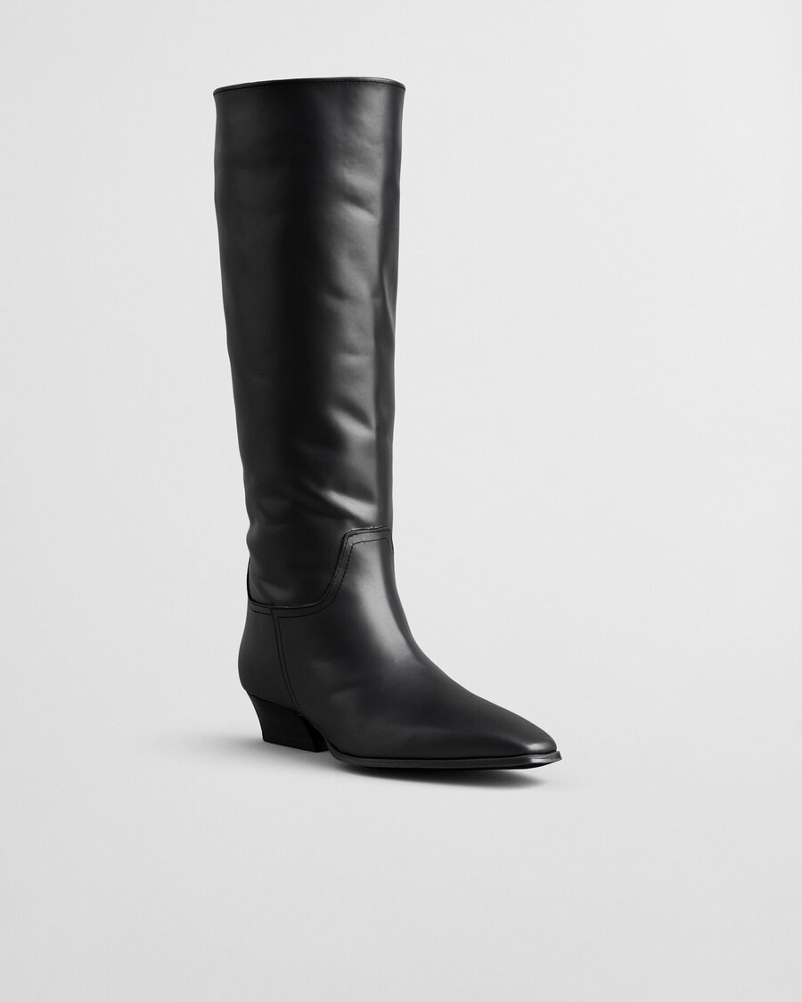 botas de cuero bassotte hasta la rodilla - negras